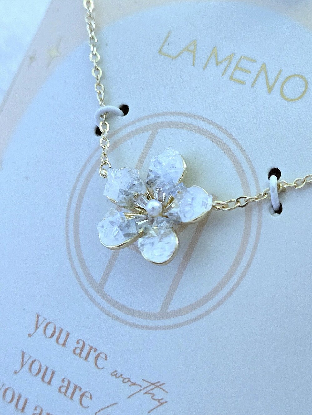 La Meno Stationary Druzy Flower🌸 Pendant Necklace - NIB - Picture 7 of 15
